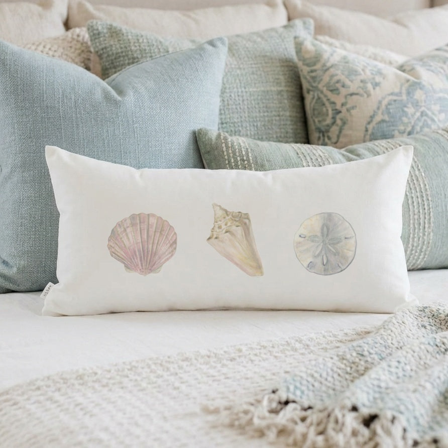 Lumbar Pillows - Sea Shells Watercolor