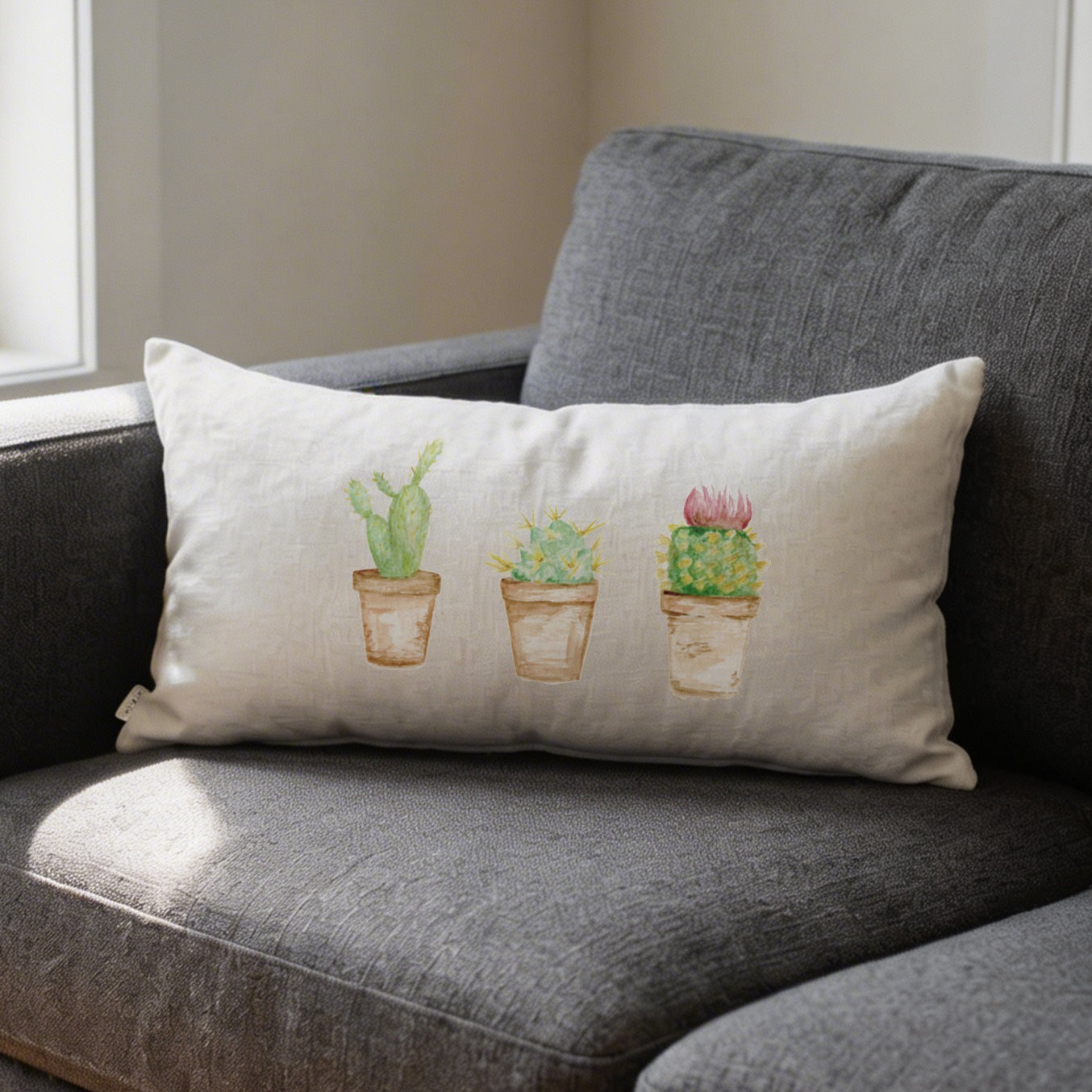 Lumbar Pillows - Cactus Watercolor