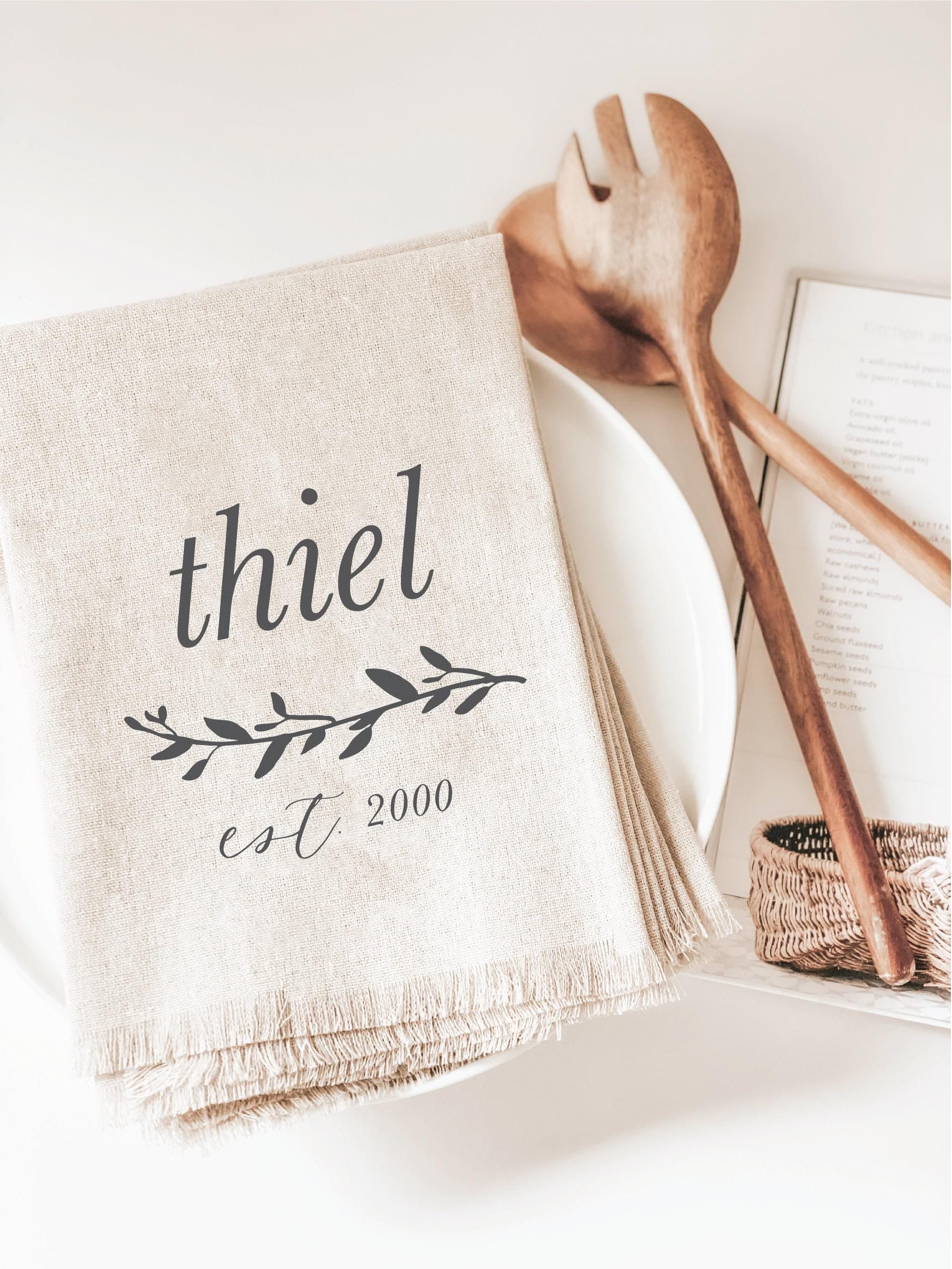 Personalized Napkins - Personalized Last Name With Laurel