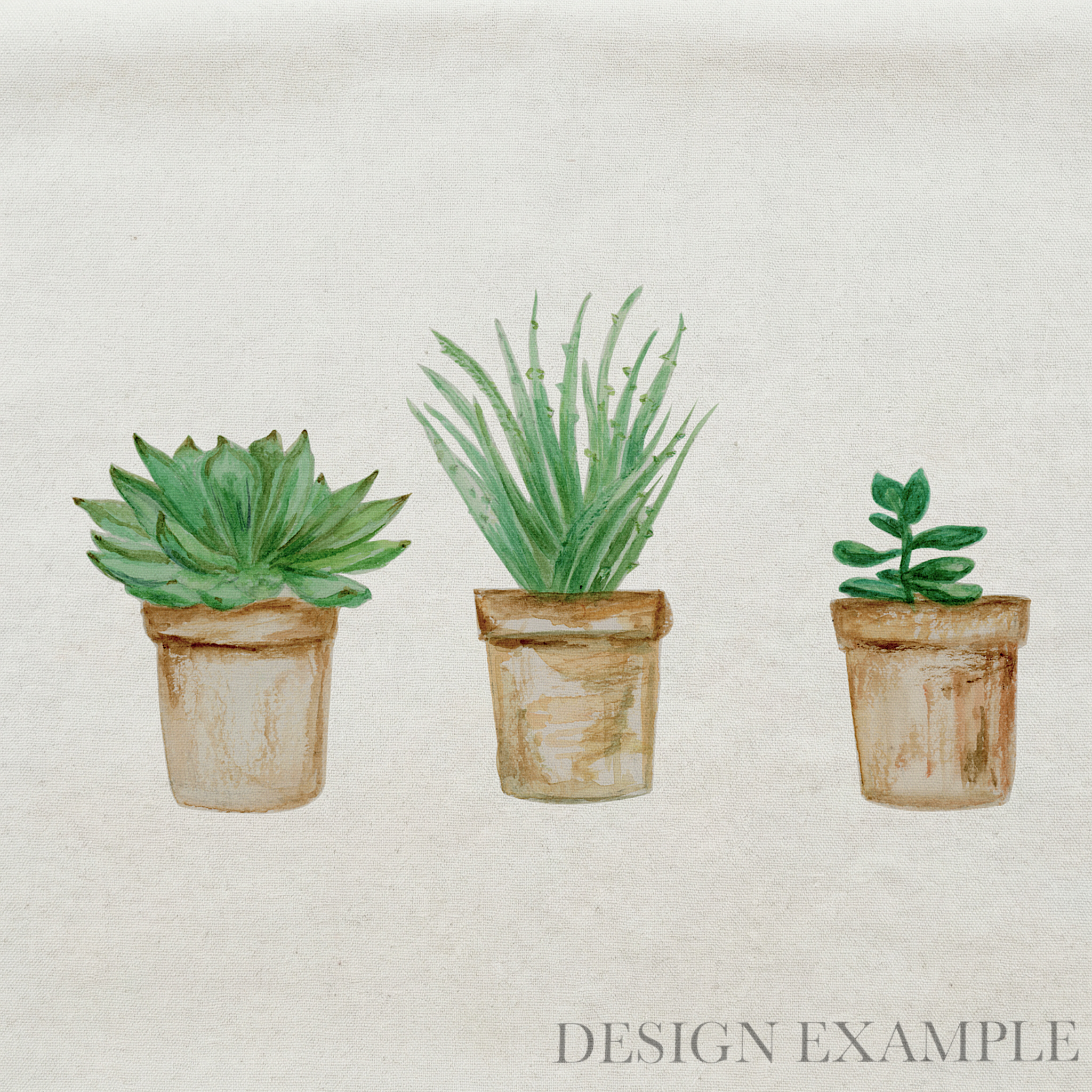 Tea Towel - Succulent Pots Watercolor