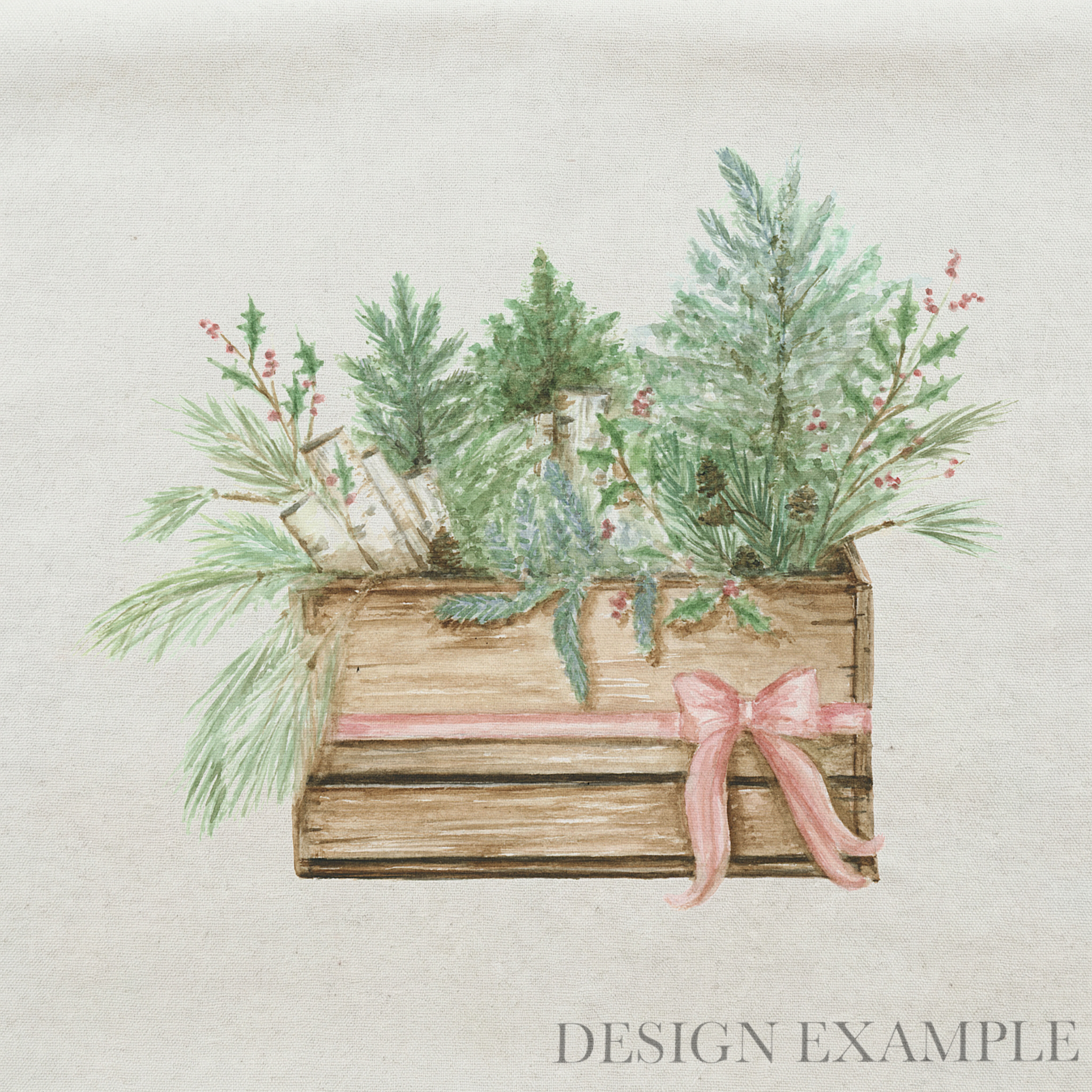 Tea Towel - Greens in Crate Watercolor