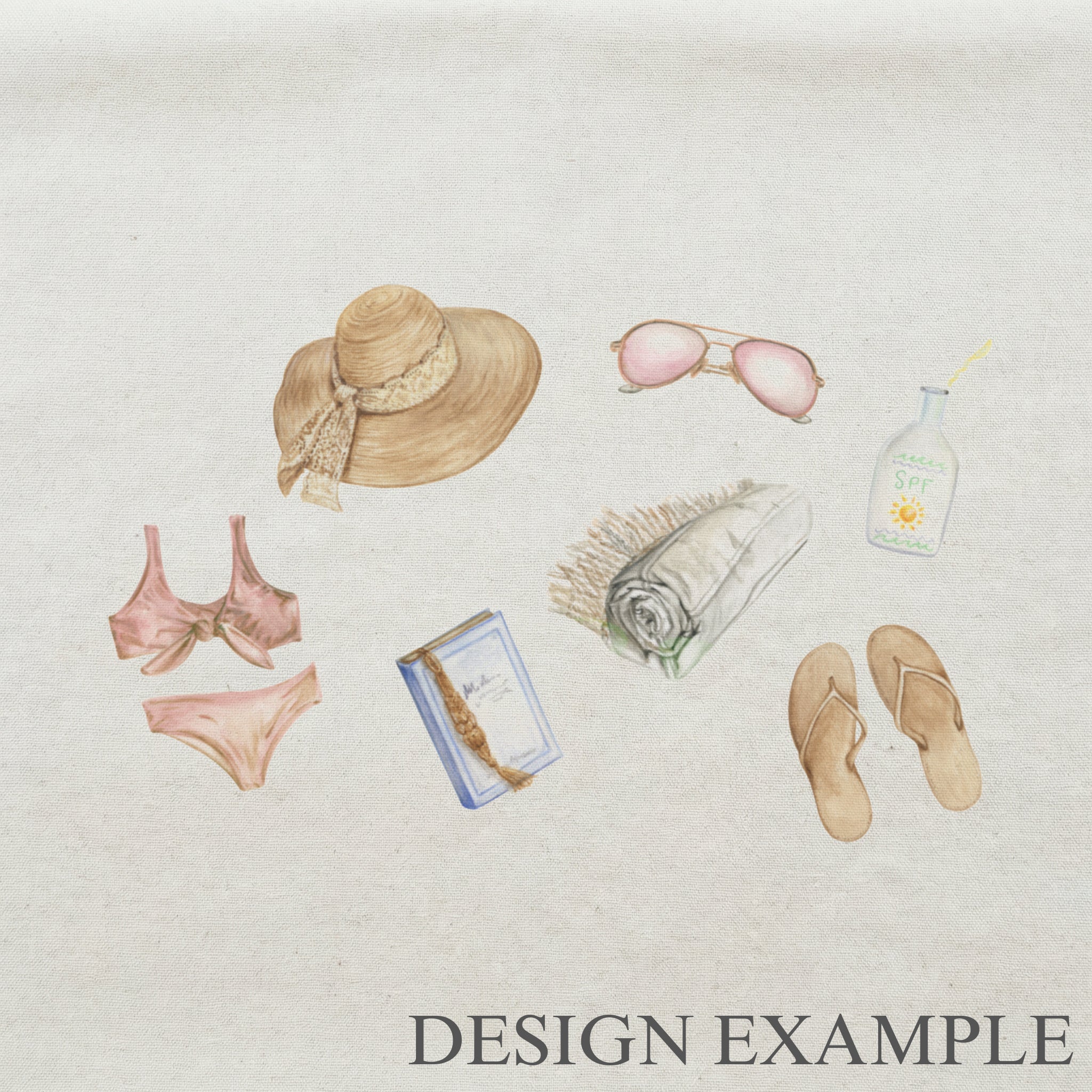 Tote Bags - Beach Essentials Watercolor