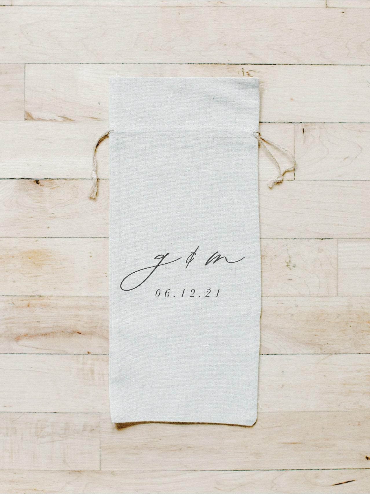Personalized Wine Bags - Personalized Two Initials and Date