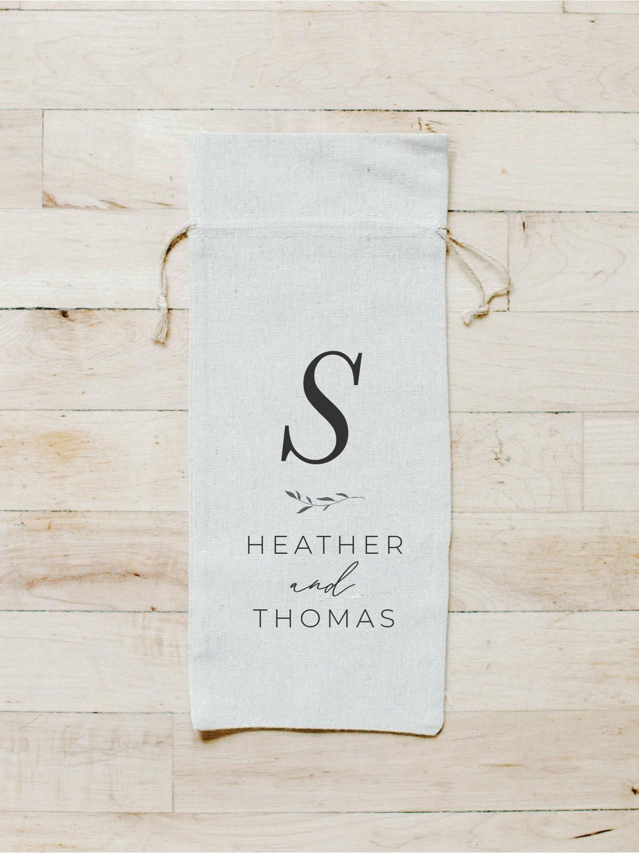 Personalized Wine Bags - Personalized Large Initial And