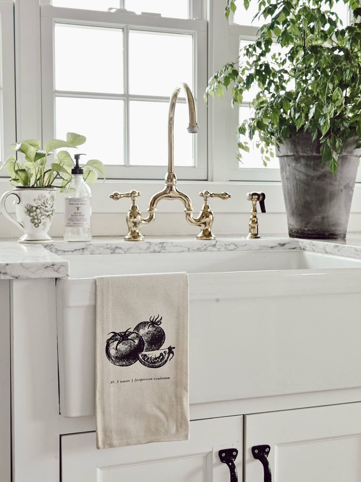 Tea Towel - FruitsVeggies Black + White