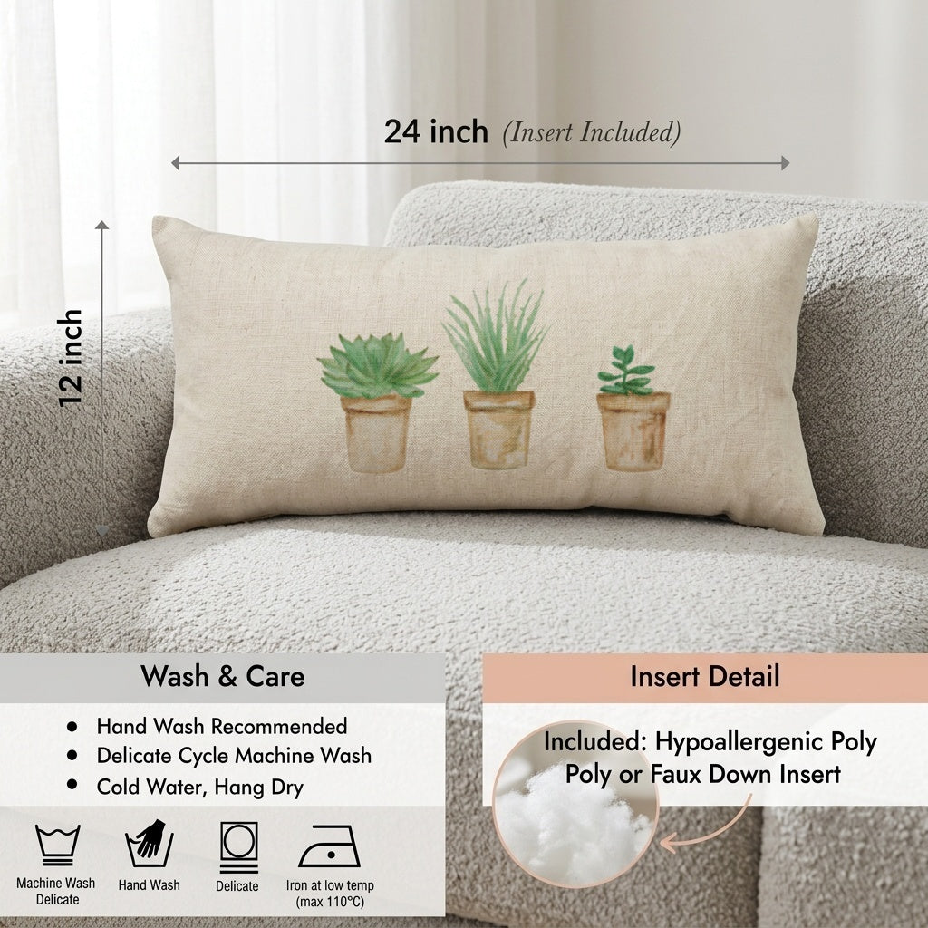 Lumbar Pillows - Succulent Pots Watercolor