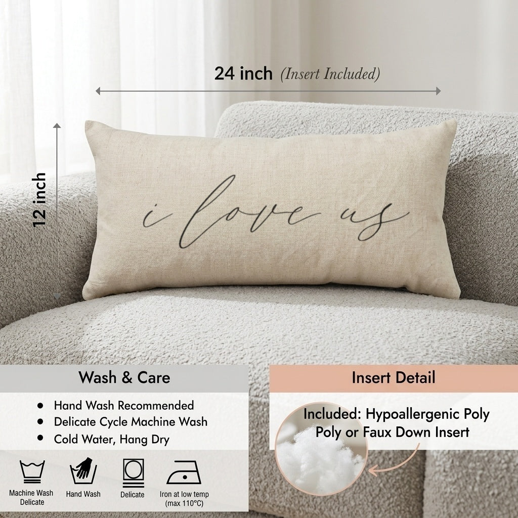 Lumbar Pillows - I Love Us Calligraphy