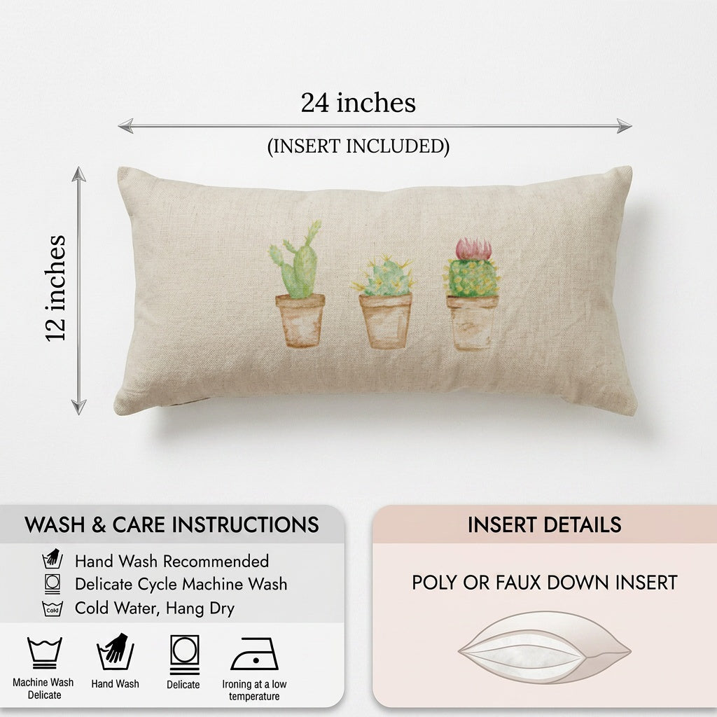 Lumbar Pillows - Cactus Watercolor