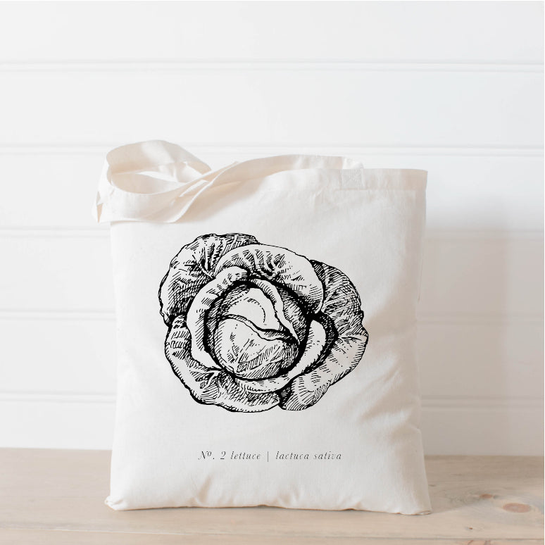 Tote Bags - FruitsVeggies Black + White