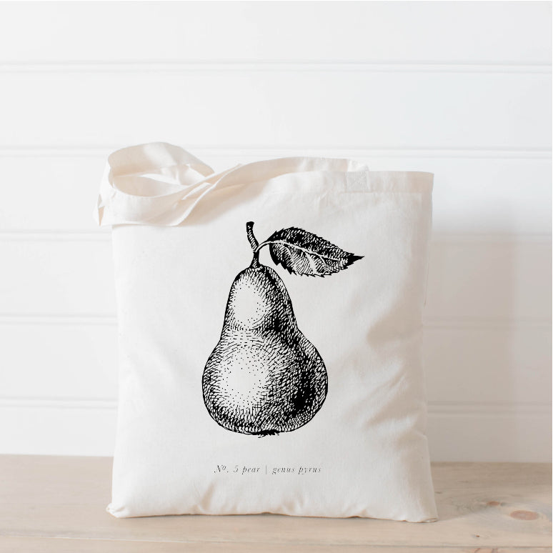 Tote Bags - FruitsVeggies Black + White