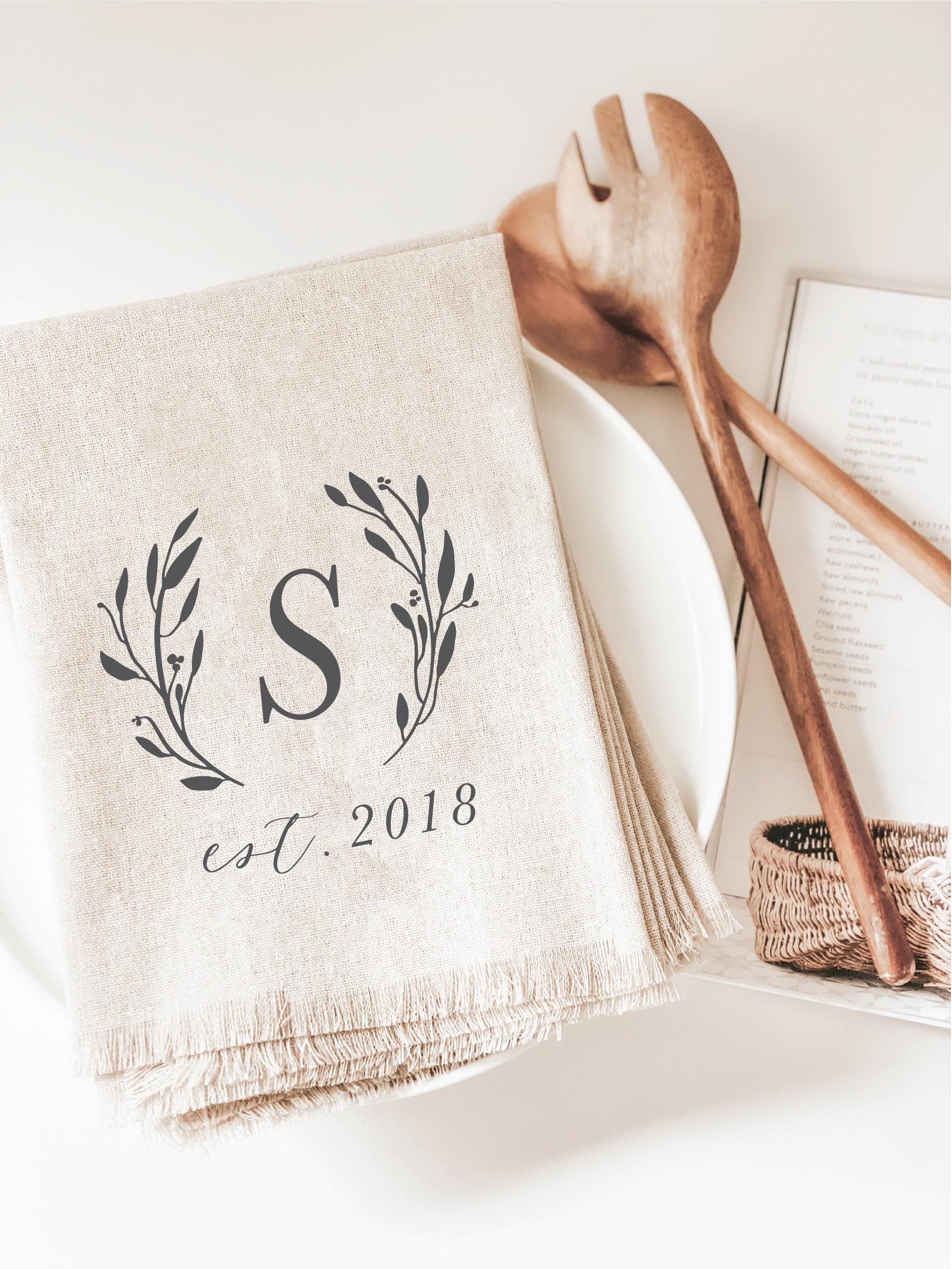 Personalized Napkins - Personalized Initial With Laurel