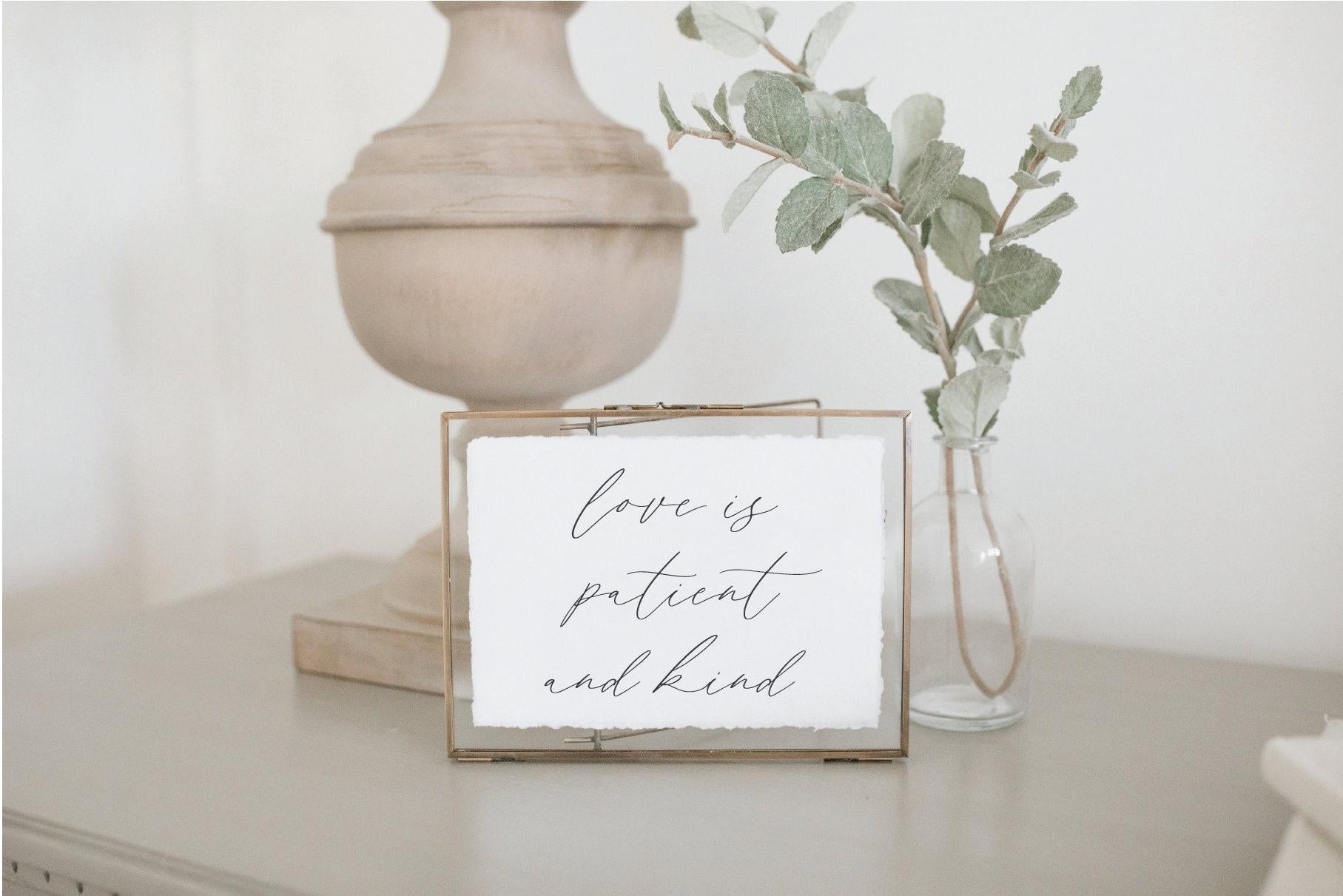 Glass Table Frames & Cards - Love is Patient and kind