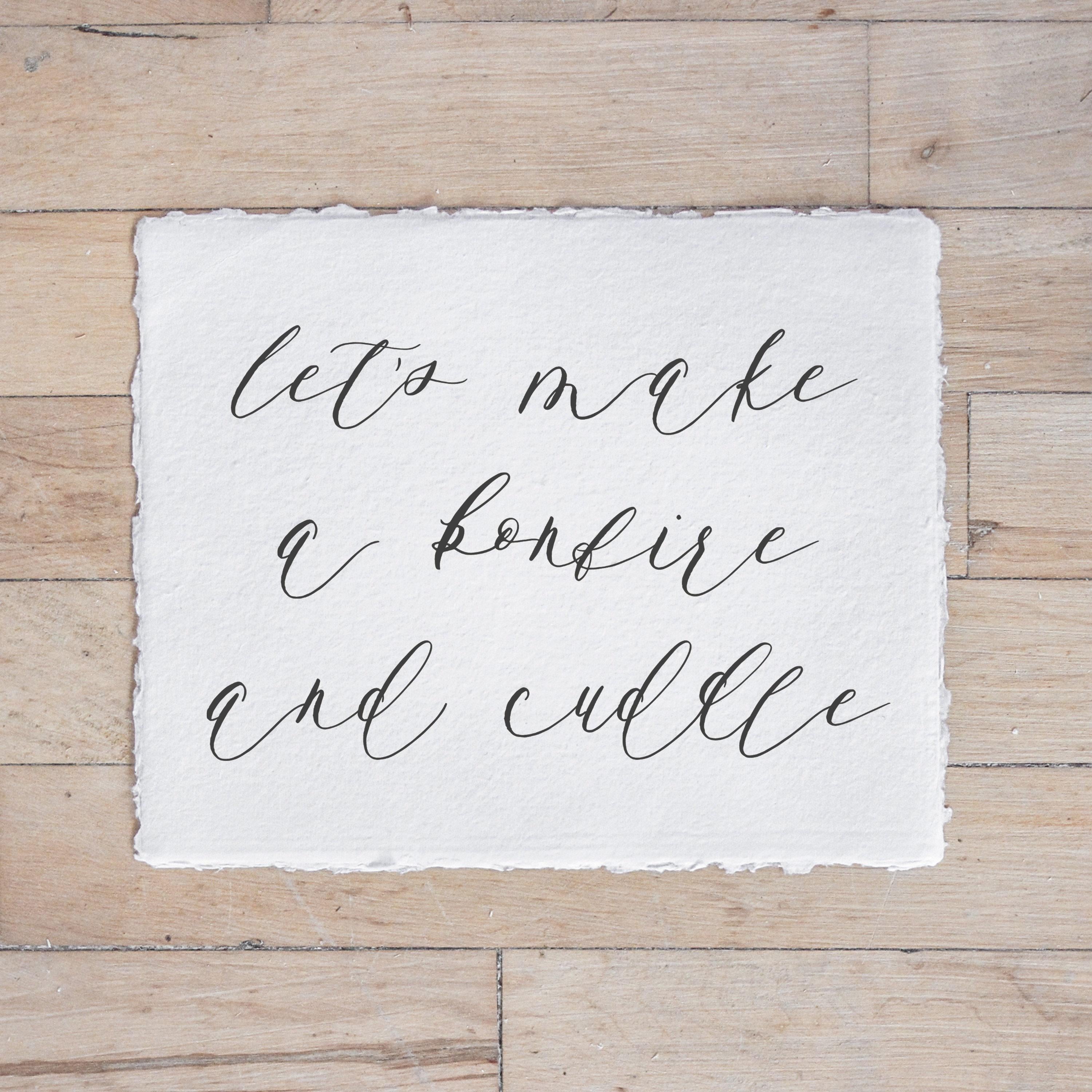 Glass Table Frames & Cards - Lets Make a Bonfire and Cuddle