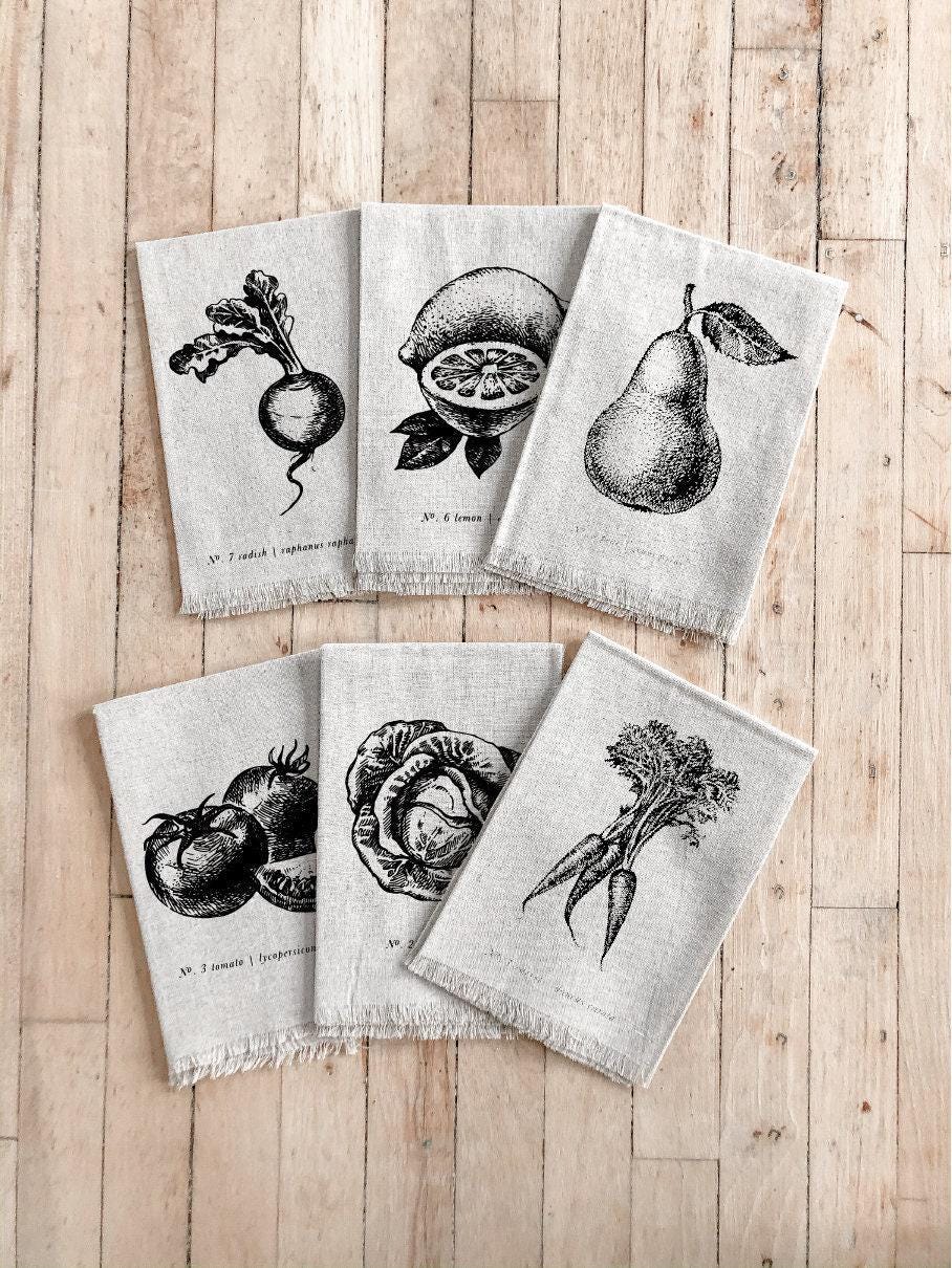 Napkins - Fruits + Veggies Black & White