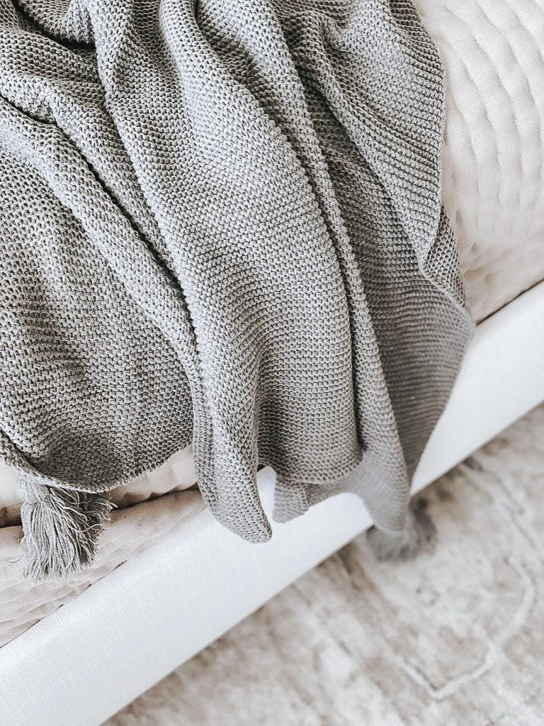 Knit Throw Blanket - Knit Throw Blanket With Tassels