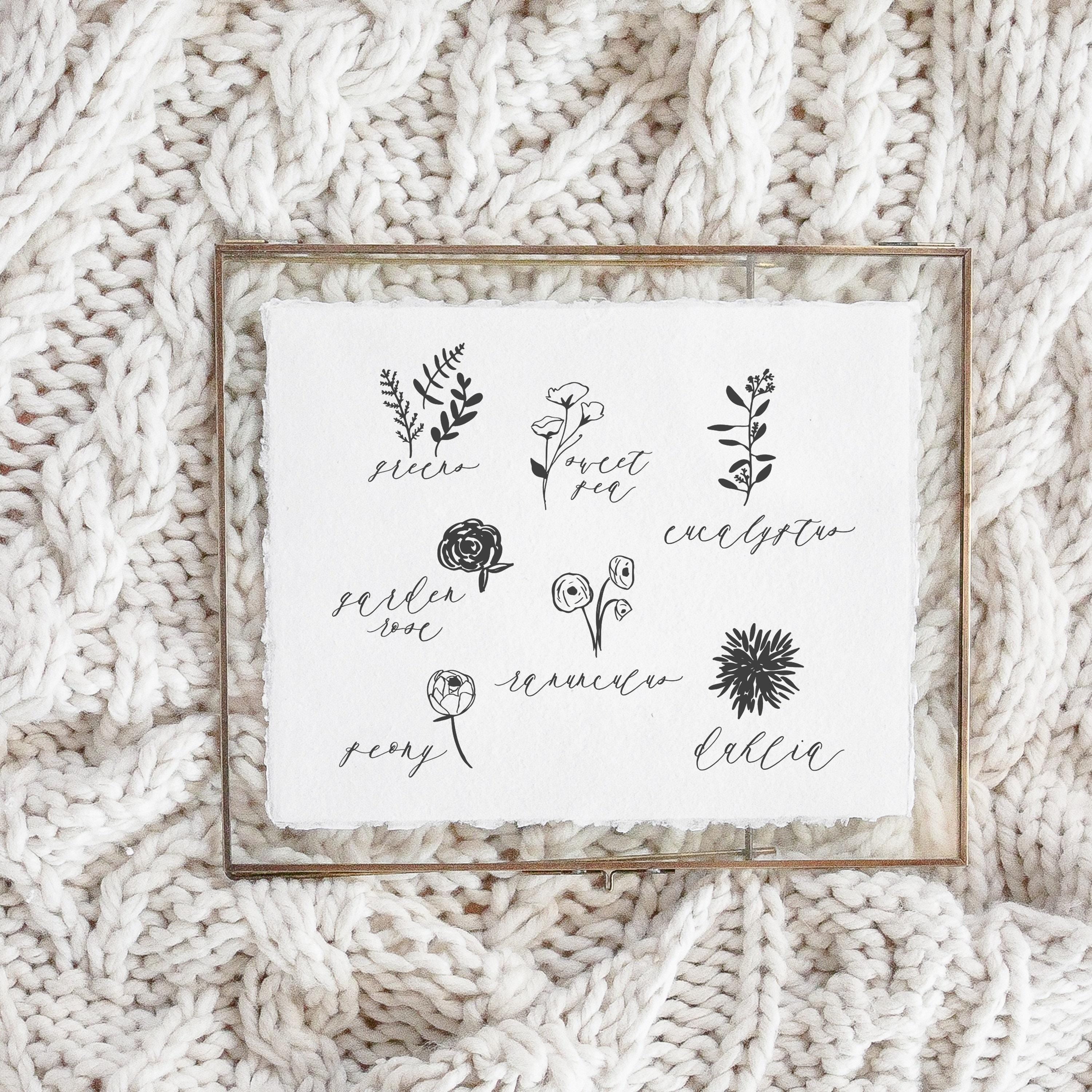 Glass Table Frames & Cards - Flower Types