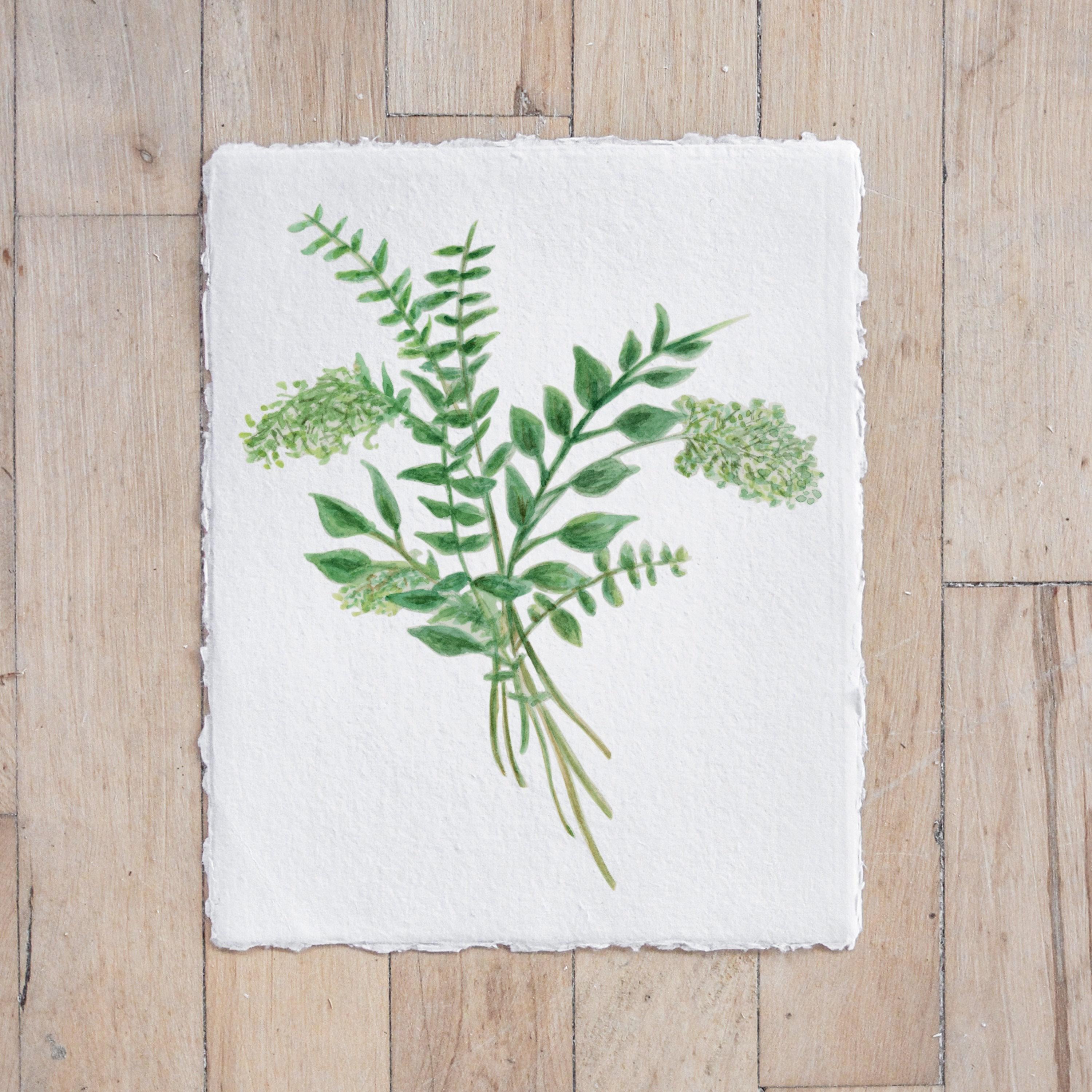 Glass Table Frames & Cards - Eucalyptus Bunch Watercolor
