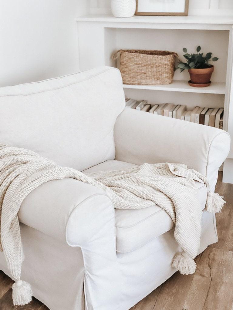 Knit Throw Blanket - Knit Throw Blanket With Tassels