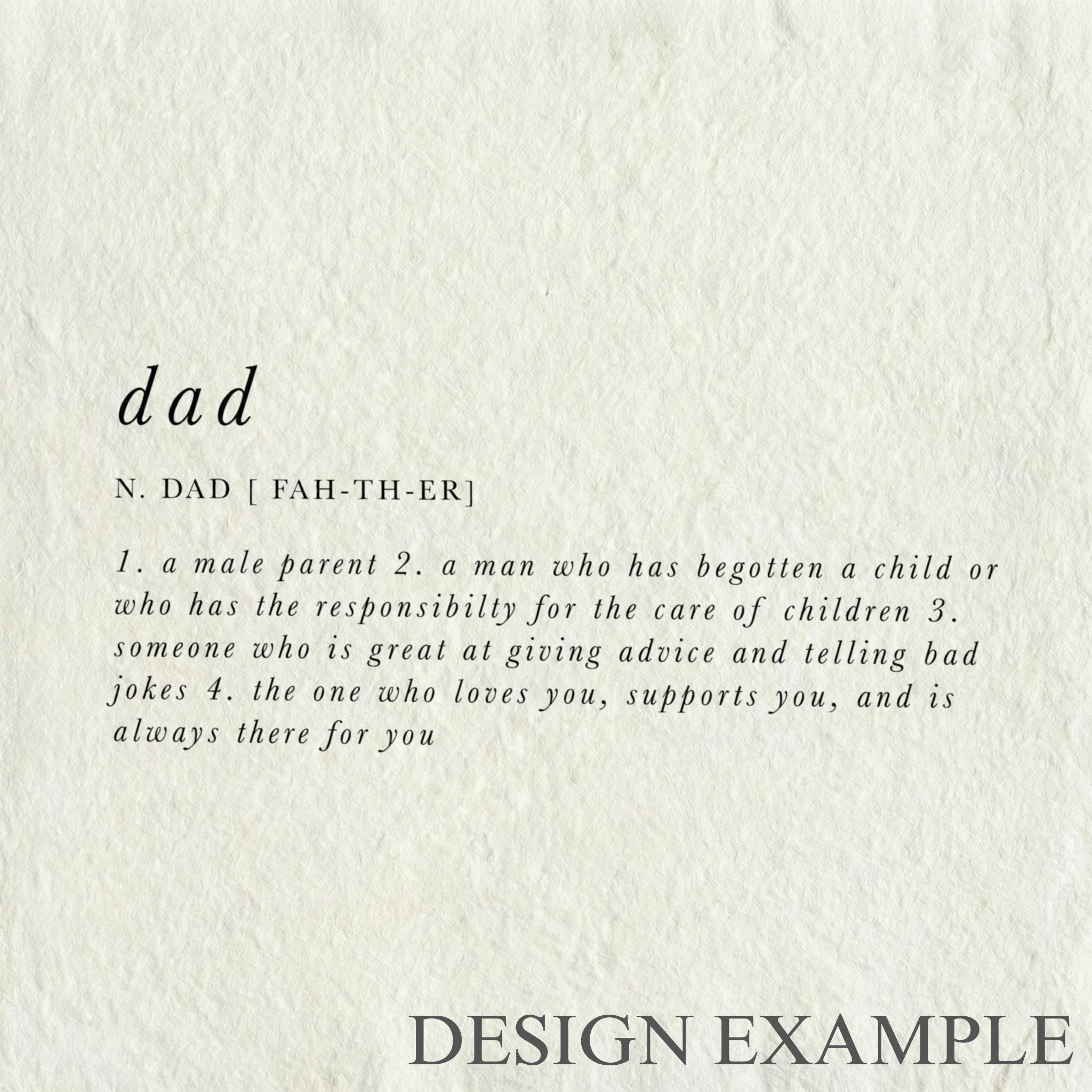 Glass Table Frames & Cards - Dad Definition